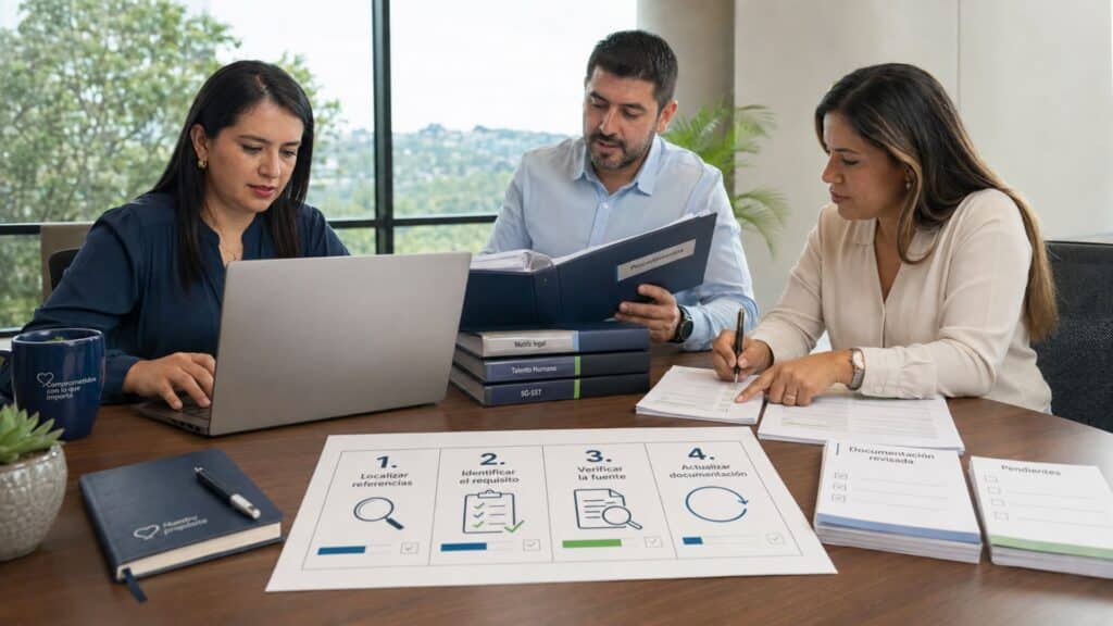 Equipo empresarial revisando documentación después de la Resolución 2708 de 2026